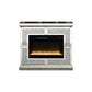 Noe 41 Inch Mirrored LED Electric Fireplace, Remote, Faux Diamond, Silver By Casagear Home