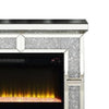 Noe 41 Inch Mirrored LED Electric Fireplace Remote Faux Diamond Silver By Casagear Home BM275475