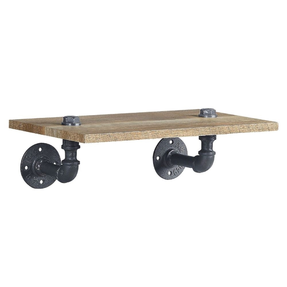 Ley Wall Shelf | 18" | Wood & Metal Pipe | Brown & Black