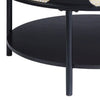 Bert 32 Inch Round Coffee Table Rattan Apron Accent Metal Legs Black By Casagear Home BM275487