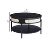 Bert 32 Inch Round Coffee Table Rattan Apron Accent Metal Legs Black By Casagear Home BM275487