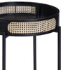Bert 24 Inch Round End Table Rattan Apron Accent Metal Legs Black By Casagear Home BM275488