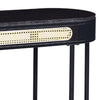 Bert 47 Inch Oblong Console Table Rattan Apron Accent Metal Legs Black By Casagear Home BM275489