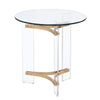 Hale End Table | 23" Round | Glass Top | Clear & Gold