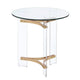 Hale End Table | 23" Round | Glass Top | Clear & Gold