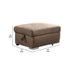 40 Inch Storage Fabric Ottoman Block Feet Taupe Brown By Casagear Home BM275506