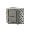 Jill 29 Inch Oval Nightstand, Tufted Velvet Upholstery, 2 Drawers, Grey By Casagear Home