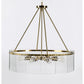 32 Inch Round 8 Light Chandelier, Diamond Lattice, Gold Iron, Clear Glass By Casagear Home