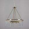32 Inch Round 8 Light Chandelier Diamond Lattice Gold Iron Clear Glass By Casagear Home BM275595