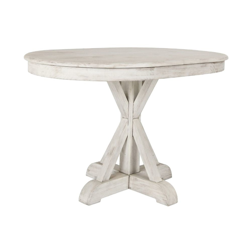 Dal 47 Inch Reclaimed Pine Wood Dining Table, Crossed Pedestal Base, White By Casagear Home