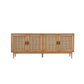 Evans 79 Inch Media Console TV Cabinet Pinewood 4 Doors Natural Brown By Casagear Home BM275606