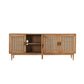 Evans 79 Inch Media Console TV Cabinet Pinewood 4 Doors Natural Brown By Casagear Home BM275606