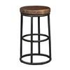 Ken 24 Inch Backless Round Counter Stool, Pine Wood Seat, Brown, Black By Casagear Home