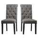 27 Inch Fabric Dining Chair, Button Tufted Rolled Back, Wood, Gray By Casagear Home