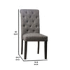 27 Inch Fabric Dining Chair Button Tufted Rolled Back Wood Gray By Casagear Home BM275623