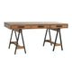 Desk | 65" | Solid Wood | Sawhorse Metal Legs | Caramel