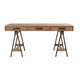65 Inch Solid Wood Desk Multipurpose Sawhorse Metal Legs Caramel By Casagear Home BM275642