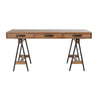 65 Inch Solid Wood Desk Multipurpose Sawhorse Metal Legs Caramel By Casagear Home BM275642