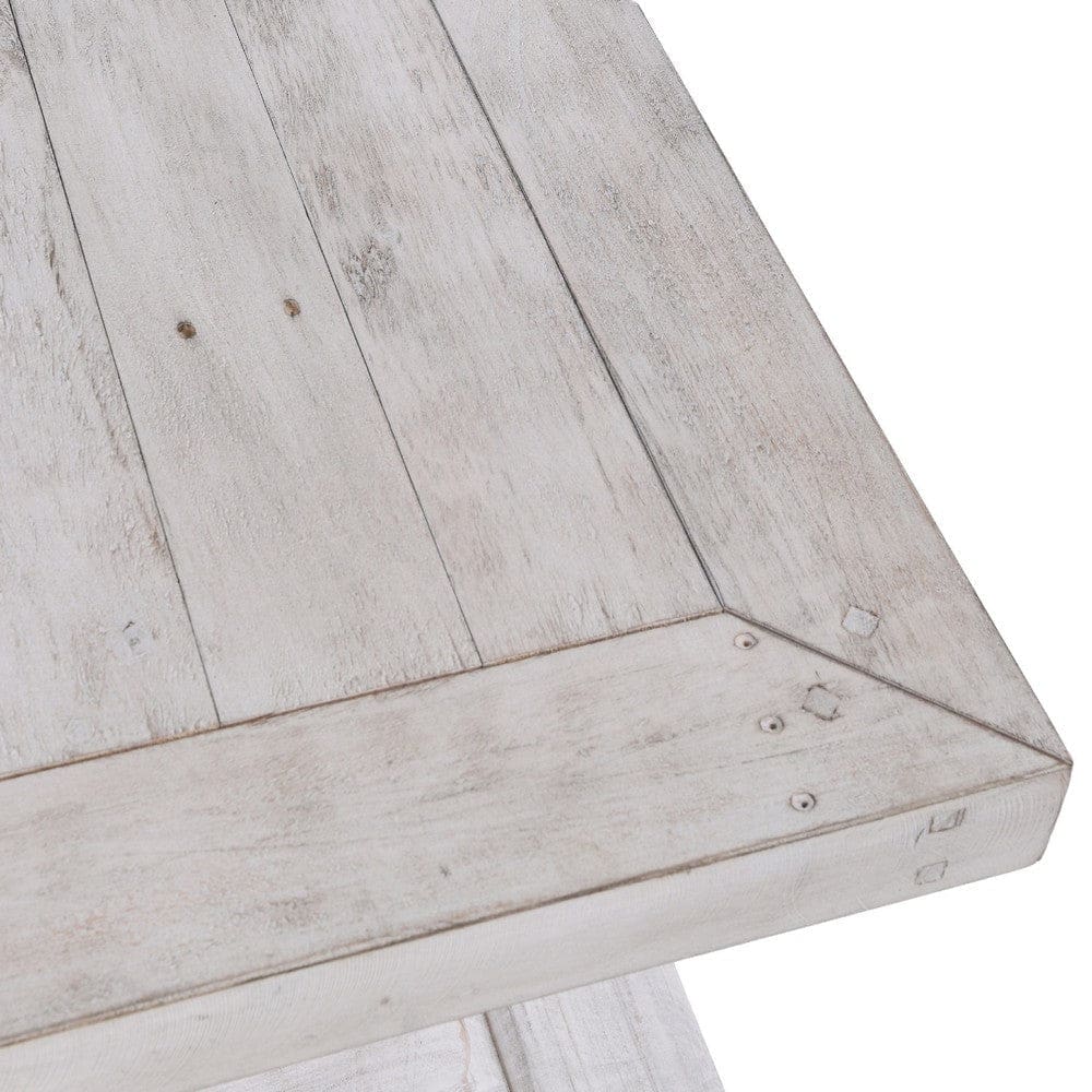 Kai 66 Inch Reclaimed Pine Dining Bench Turned Pedestals Antique White By Casagear Home BM275645