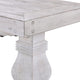 Kai 83 Inch Reclaimed Pine Dining Bench Turned Pedestals Antique White By Casagear Home BM275648