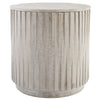 Mai End Table | 24" Round | Solid Wood | Fluted Design | White