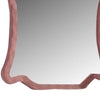 Sin 43 Inch Modern Mirror with Scalloped Wood Frame Velvet Pink By Casagear Home BM275664