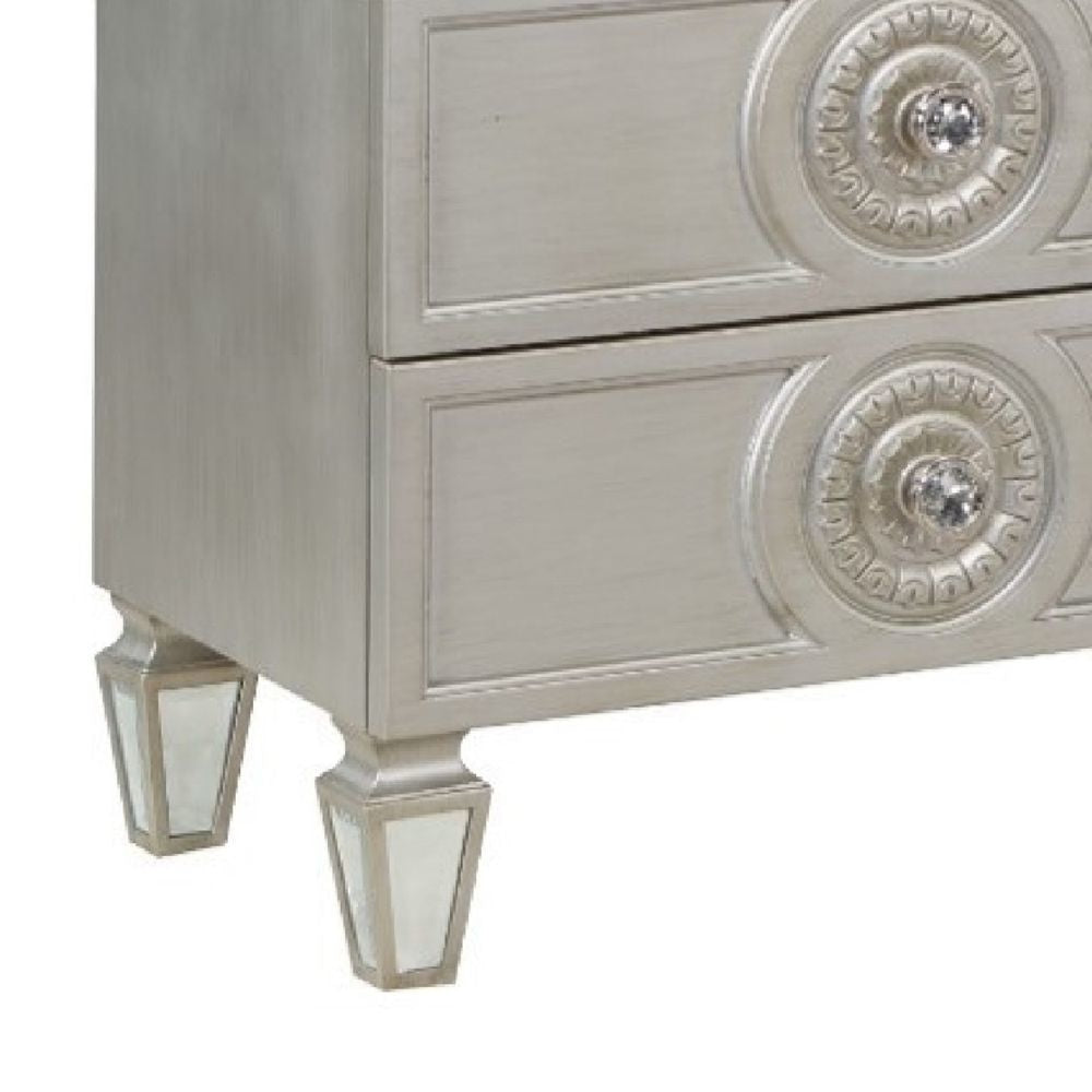 Nich 49 Inch Modern Side Dresser 6 Drawers Round Knobs Wood Silver By Casagear Home BM275682