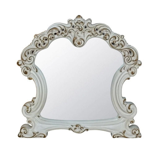 Jess Mirror | 47" | Beveled Carved Trim | White