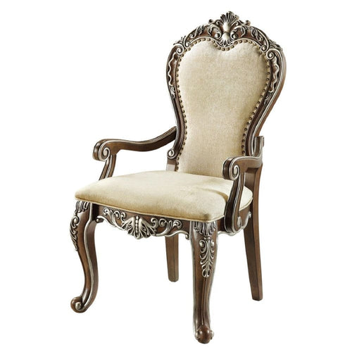 Armchair | Classic Upholstered | Nailhead & Scroll Details | Brown