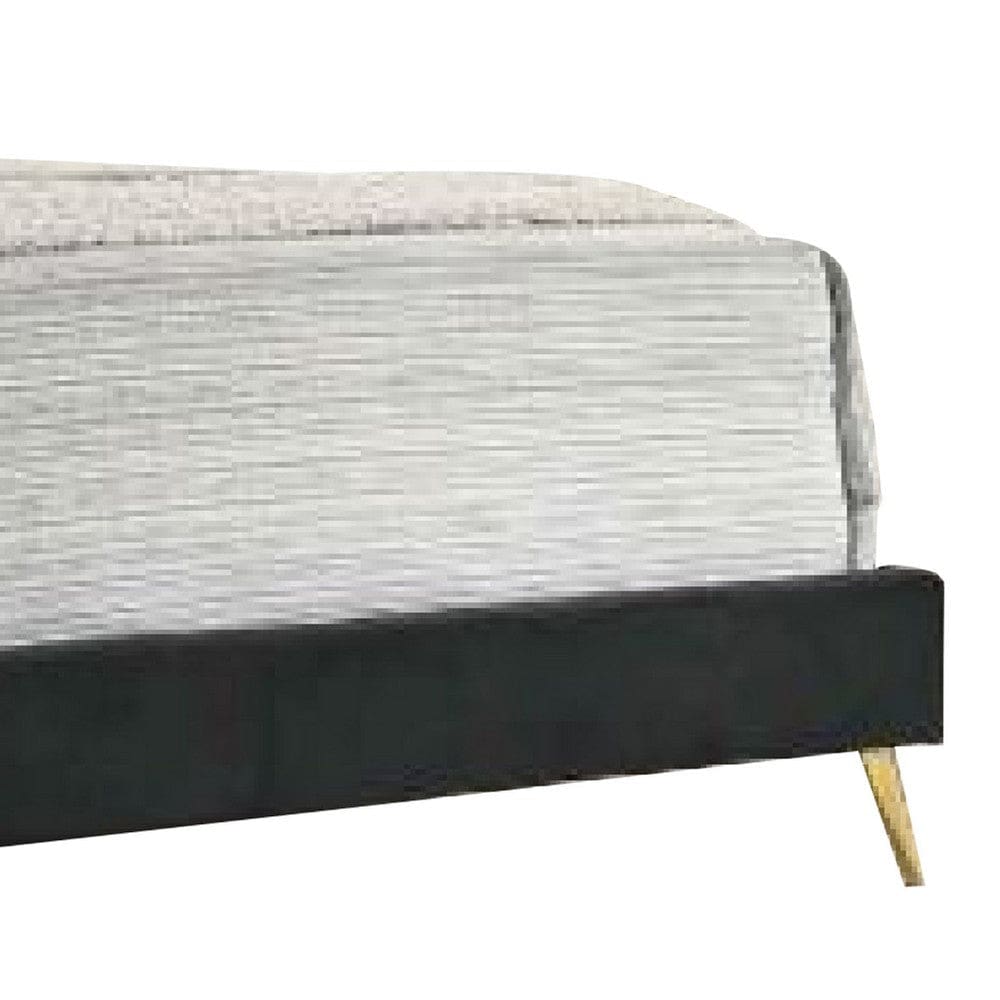 Lily Platform King Upholstered Bed Padded Headboard Black Gold By Casagear Home BM275735