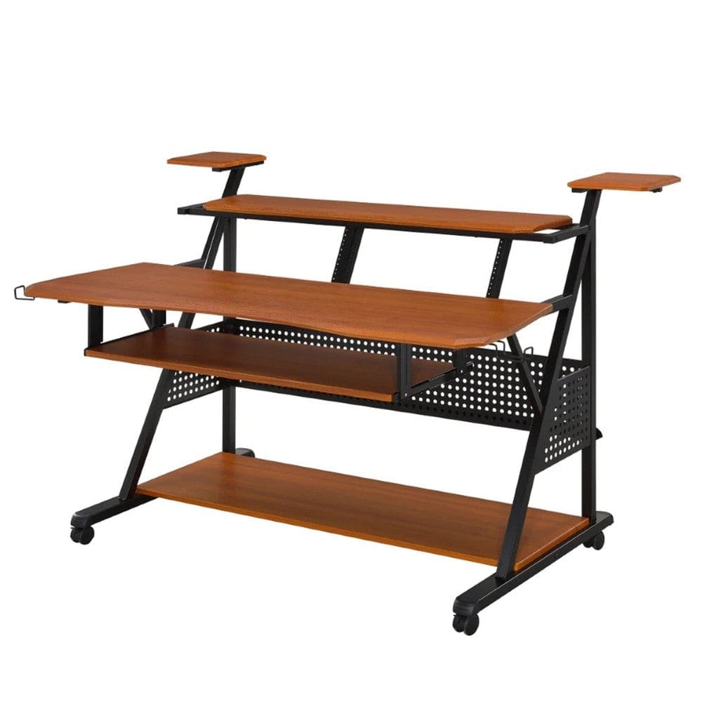 Gia Music Desk | 67" | Wood Studio Station | Keyboard Tray | Walnut