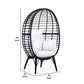 Loe 32 Inch Patio Lounge Chair Oval Shape Resin Rattan Wicker Black By Casagear Home BM276212