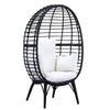 Loe 32 Inch Patio Lounge Chair, Oval Shape, Resin Rattan Wicker, Black By Casagear Home