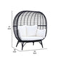Loe 53 Inch Patio Lounge Chair Oval Shape Lattice Design Black By Casagear Home BM276213