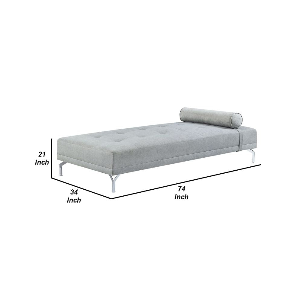 74 Inch Fabric Sofa Daybed Tufted 1 Bolster Pillow Gray By Casagear Home BM276216