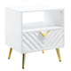 Tyra End Table | 22" | Wave Pattern | Open Space | White & Gold