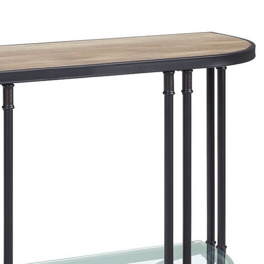 Ley 47 Inch Wood Sideboard Console Sofa Table Industrial Design Oak By Casagear Home BM276292