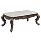 Ben 52 Inch Marble Coffee Table, Scrolled Details, Cabriole Legs, Brown By Casagear Home