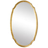 36 Inch Wood Wall Mirror, Oval Shape, Concave Surface, Gold By Casagear Home