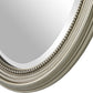 31 Inch Wall Mirror Beaded Oval Shape Metallic Silver By Casagear Home BM276686