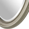 31 Inch Wall Mirror Beaded Oval Shape Metallic Silver By Casagear Home BM276686