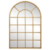 44 Inch Wood Wall Mirror, Arched Windowpane Shape, Antique Gold By Casagear Home