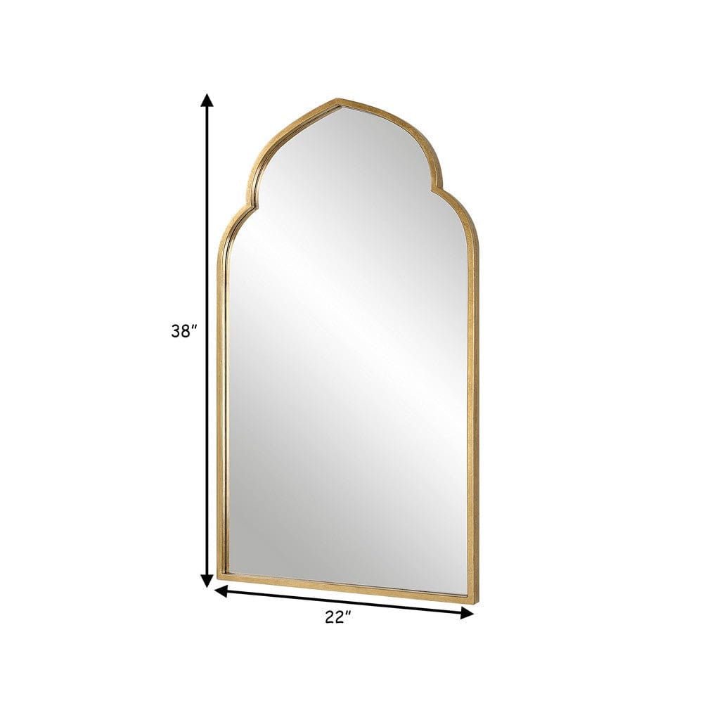 38 Inch Wood Wall Mirror Moroccan Style Antique Gold By Casagear Home BM276692