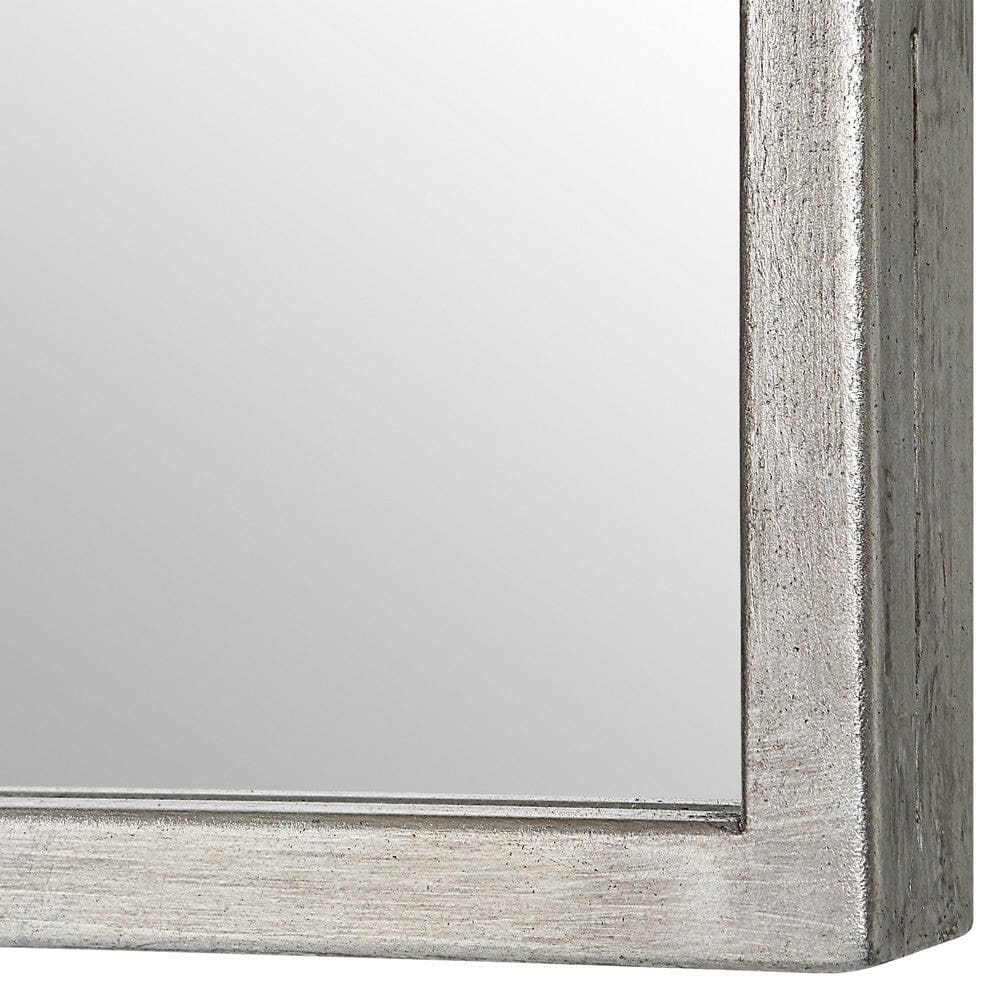 38 Inch Wood Wall Mirror Moroccan Style Antique Silver By Casagear Home BM276693
