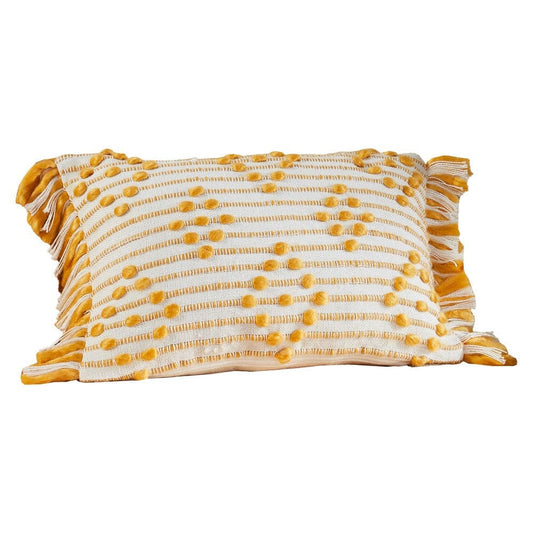 18 Inch Decorative Accent Throw Pillow Cover, Embroidered, White, Yellow By Casagear Home
