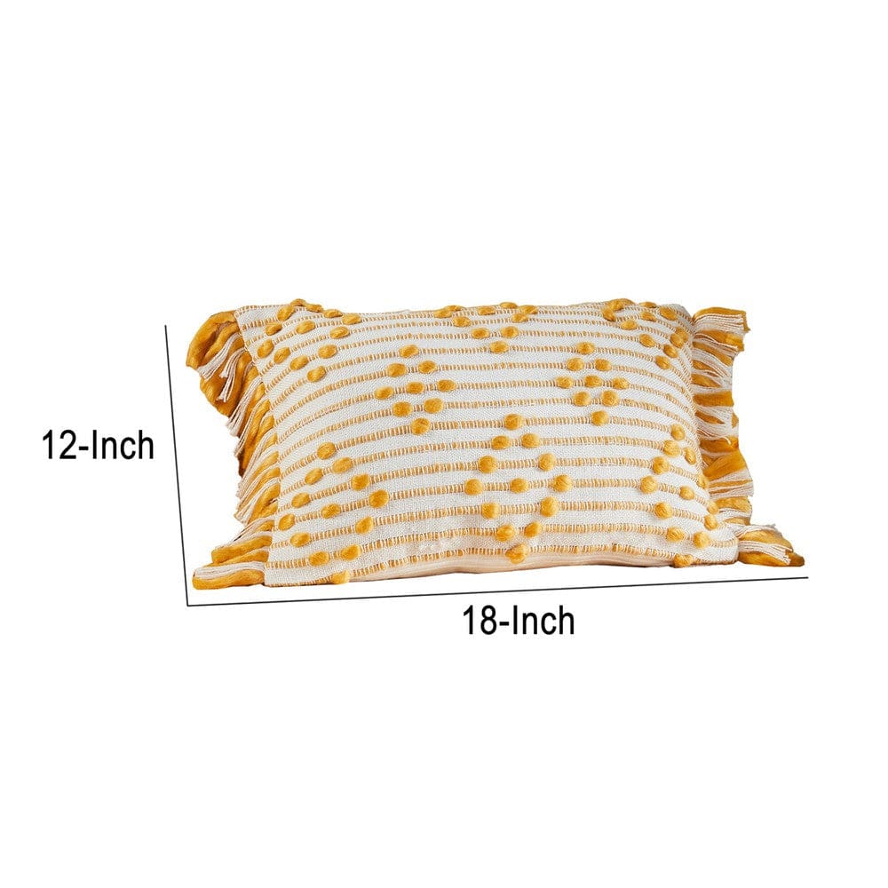 18 Inch Decorative Accent Throw Pillow Cover Embroidered White Yellow By Casagear Home BM276698