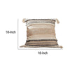 18 Inch Textured Decorative Throw Pillow Cover Tassels Beige Gray Fabric By Casagear Home BM276699