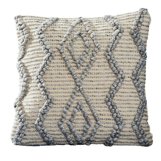 Throw Pillow Cover | 18" | Blue Beaded Diamond | Beige