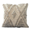 18 Inch Decorative Throw Pillow Cover, Beaded Diamond Pattern, Beige Fabric By Casagear Home