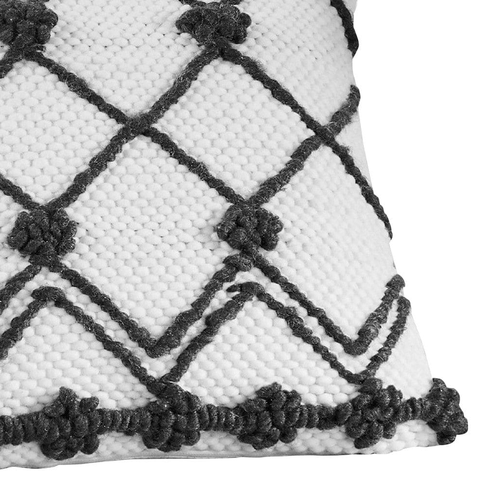 18 Inch Decorative Throw Pillow Cover Crossed Trellis White Fabric By Casagear Home BM276703